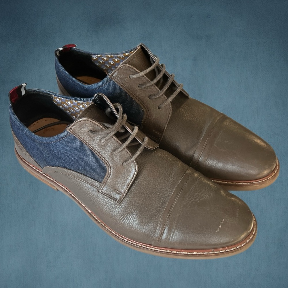 Ben Sherman Birk Cap Toe Oxford Brown and Denim size 10 EUC